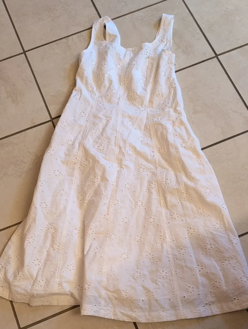 NWT J. Crew Eyelet embroidered midi dress White Lined Heart Neckline Size 8P